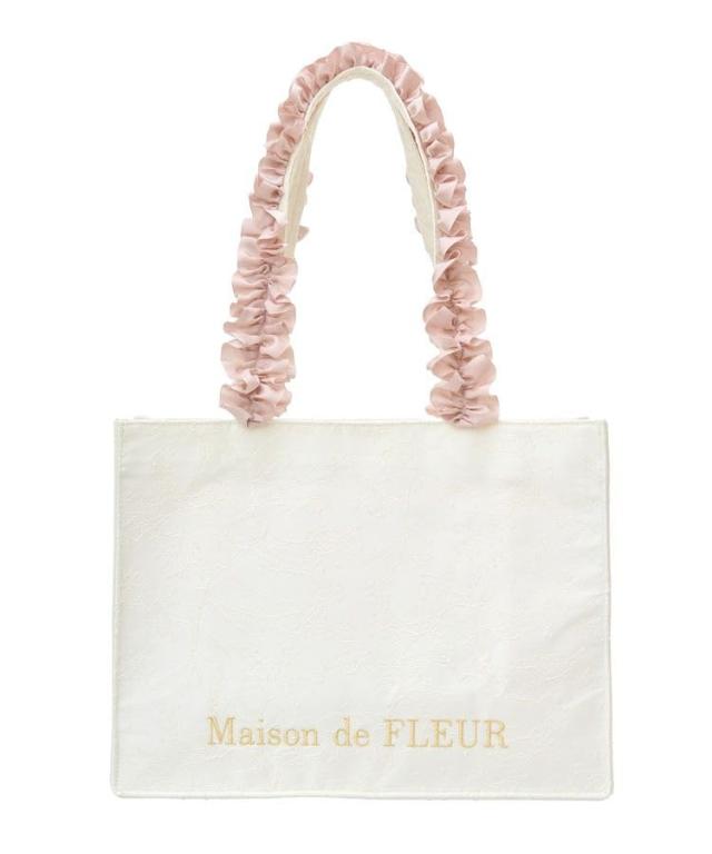 Maison de FLEUR(メゾン ド フルール) ECレースフリルハンドルスクエアトートMバッグ アイボリー 08000140300