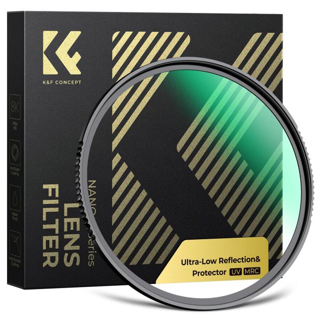 KF CONCEPT 超低反射強化 UVフィルター レンズフィルター 超低反射0.1% 強化ガラス 9H高硬度 撥水防汚 キズ防止 高透過率 両面28層コーティング レンズ保護フィルター