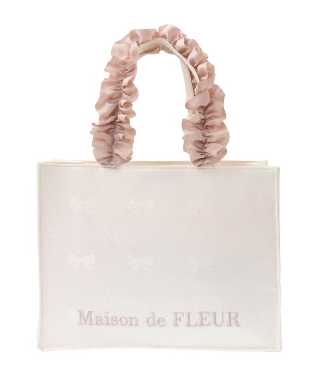 Maison de FLEUR(住み家 ド フルール) シュロの葉柄ジャカードスクエアトートS御徒面子 象牙色 F トートバッグ 08000400900