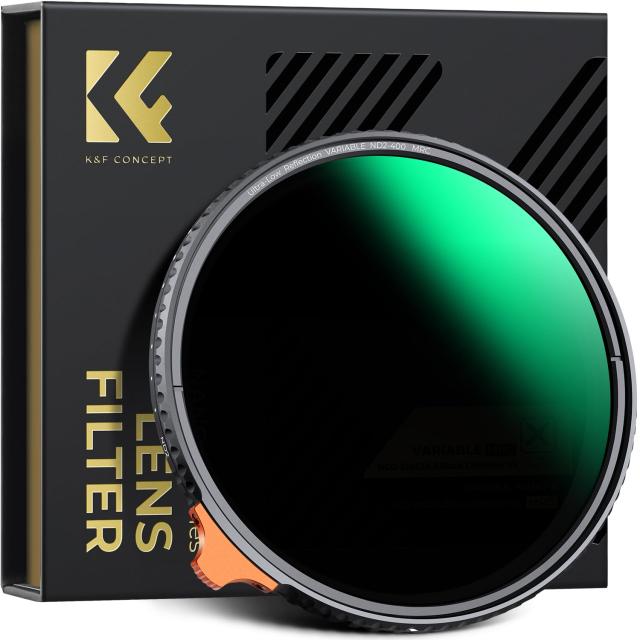 KF CONCEPT 超低反射ND2-400 可変NDフィルター 減光量調整 9段階調節可能 超低反射0.1% 光学ガラス 28層コーティング 撥水撥油キズ防止 動画撮影に最適 cel