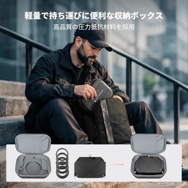 KF CONCEPT マットボックス 4x5.65インチ Mini Matte Box サイドフラグ有り カーボンファイバー製 67mm/72mm/77mm/82mm/95mmのアダプターリング付き 2枚の角型フィルター装着可能 収納ケース付属 （Nano-Xcel Pr_5