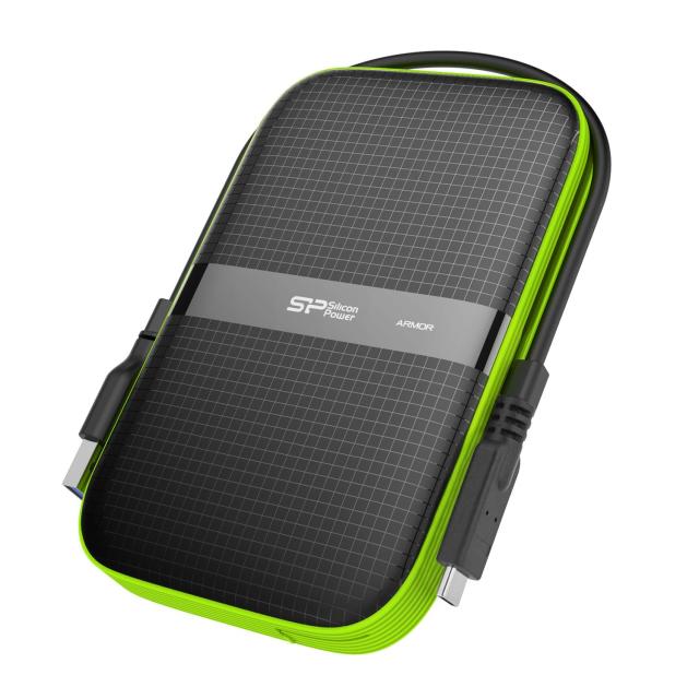 Silicon Power ポータブル 外付けハードドライブ USB3.0対応 Type-Aケーブル1本とType-A to USB Type-C コネクター付属 アーマー A60 ミリタリーグレード