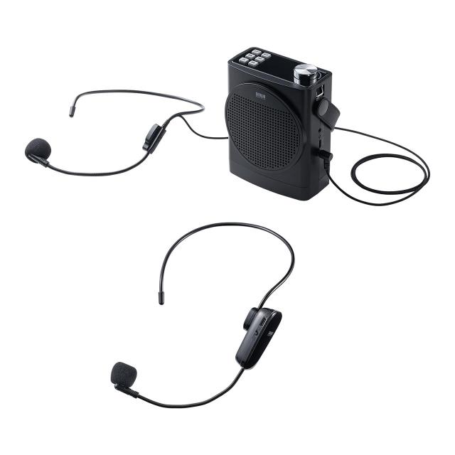 サンワダイレクト ポータブル 拡声器 ハンズフリー ワイヤレス 有線マイク付属 大音量 小型 AUX/USB/microSD対応 400-SP115 30W出力