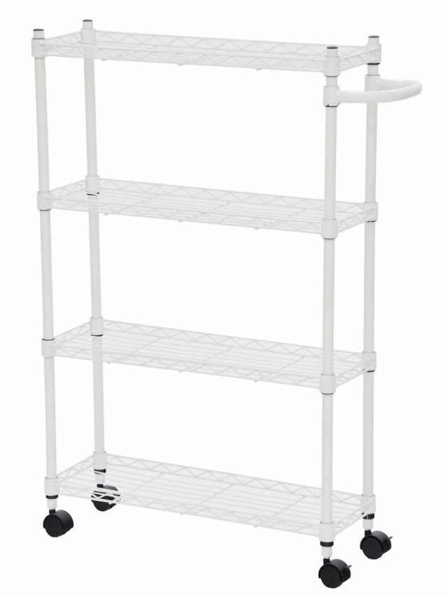 エイアイテック(AITECH) スリムワゴン 4段 幅20×奥行60×高さ94.5cm ホワイト KS-2095WG