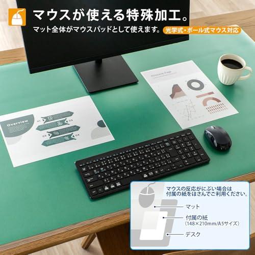 プラス デスクマット マウス対応 下敷付 エコノミータイプ サイズ 多数 マット めくれにくい インクが移りにくい 1.9？厚 薄手 1190×690？ 透明+グリーン DM-127EW 41-022_2
