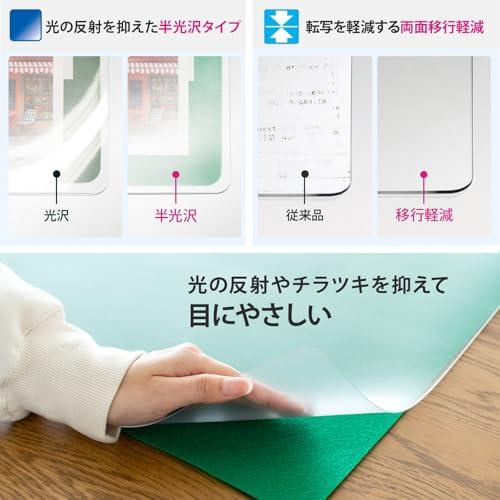 プラス デスクマット マウス対応 下敷付 エコノミータイプ サイズ 多数 マット めくれにくい インクが移りにくい 1.9？厚 薄手 1190×690？ 透明+グリーン DM-127EW 41-022_3