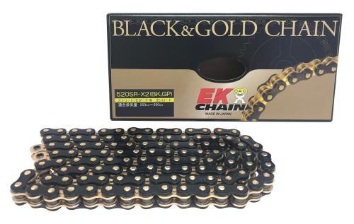 イーケー(EK) QXリングシールチェーン 520SR-X2 ブラックゴールド 112L カシメジョイント