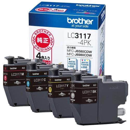 brother純正 ブラザー工業(Brother Industries) インクカートリッジ4色パック LC3117-4PK 対応型番:MFC-J6983CDW、MFC-J6583CDW、MFC-J5630CDW 他 6,822円