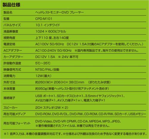 [山善] ヘッドレストモニター DVDプレーヤー 10.1インチ(16:9) 車載用 CPRM対応 リモコン付き 大画面 CPD-M101(B)