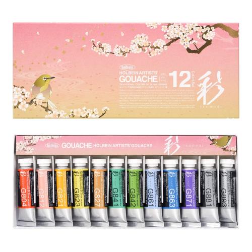 ホルベイン 不透明水彩絵具〈ガッシュ〉 日本色 彩 G751 15ml 12色セット 春 07351
