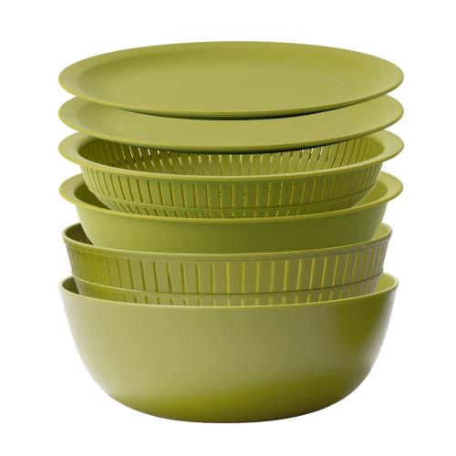 ライクイット (like-it) ざる どんぶり鉢 陰電子領域相応う ColanderBowl 米とぎにも使える ザルとどんぶり鉢 緑であること 6点仕かける 日本製 水切り 湯切り能力のある 耐熱どんぶり鉢
