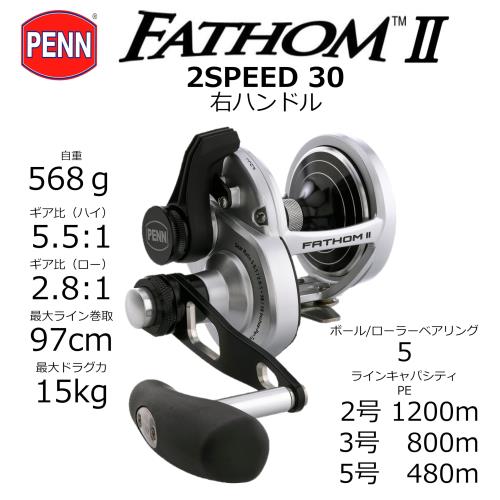 PENN (ペン) FATHOM II 2speed FTHII30LD2 ファゾム2 2スピード オフショアリール ジギングリール_1