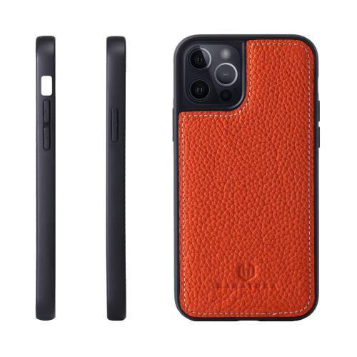 HANATORA iPhone11Pro ケース 本革 耐衝撃 スマホケース スマホ コードホルダー 付き シュリンクカーフレザー ギフト バンパー型 マグネットなし オレンジ SPG-11Pro-Orange