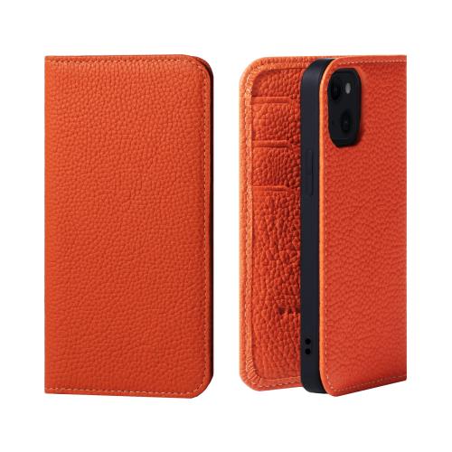 HANATORA iPhone13mini ケース 手帳型 本革 スマホケース スマホ スタンド コードホルダー 付き シュリンクカーフレザー ギフト マグネットなし オレンジ PH-13Mini-Orange 父の日ギフト 父の日 ギフト 誕生日 人気商品 お父さん 服 30代 40代 50代 60代 70代