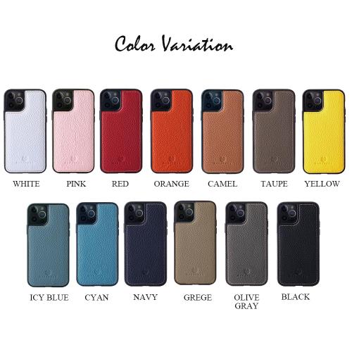 HANATORA iPhone13Pro ケース 本革 耐衝撃 スマホケース スマホ コードホルダー 付き シュリンクカーフレザー ギフト バンパー型 マグネットなし オリーブグレー SPG-13Pro-OliveGray