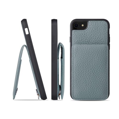 HANATORA iPhone8 7 SE3 SE2 (第3世代 第2世代) ケース バンパー型 本革 スマホケース スマホ カードポケット スタンド ショルダーストラップ 付き シュリンクカーフレザー ギフト アイシーブルー SCPG-8SE-IcyBlue 父の日ギフト 父の日 ギフト 誕生日 人気商品 お父さん 服 3
