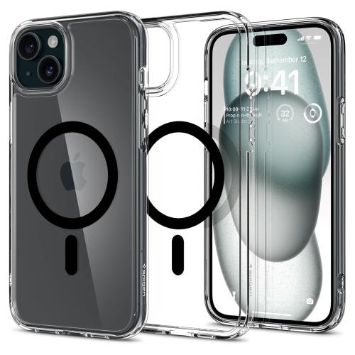 Spigen 創業18年の技術力 iPhone 15 Plus ケース クリア MagSafe対応 米軍MIL規格 ウルトラ・ハイブリッド・マグフィット ACS06661 (ブラック)