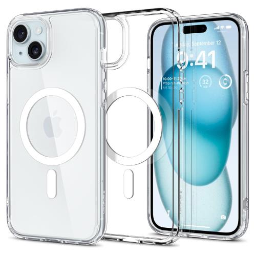 Spigen 創業18年の技術力 iPhone 15 ケース MagSafe クリア 耐衝撃 米軍MIL規格取得 ストラップホール 黄変抑制 透明 ストラップホール マグネット搭載 2重構造 レンズ保護 擦り傷防止 MagSafe ワイヤレス充電対応 ウルトラ・ハイブリッド マグフィット ACS06802 (ホワイト)