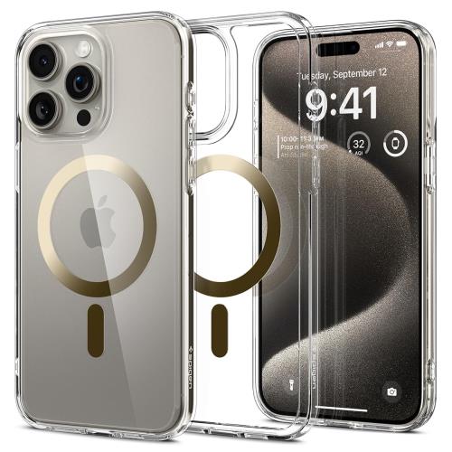 Spigen 創業18年の技術力 iPhone 15 Pro Max ケース クリア MagSafe対応 米軍MIL規格 ウルトラ・ハイブリッド・マグフィット ACS06579 (ゴールド)