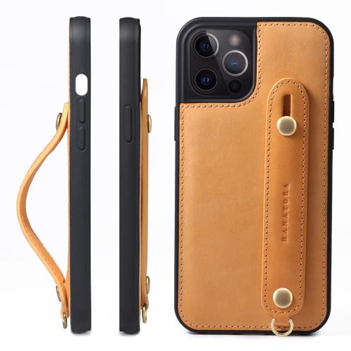 HANATORA iPhone15ProMax ケース 本革 耐衝撃 背面ベルト ストラップリング スマホケース スマホ スタンド機能 コードホルダー ガラスフィルム 付き オイルドレザー ギフト ナチュラル GH-15ProMax-Natural-m