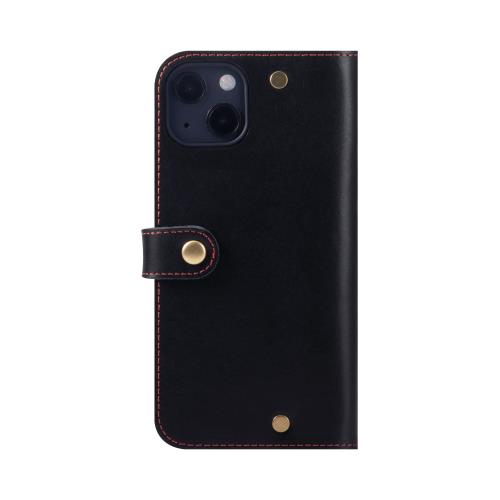HANATORA iPhone15Plus ケース 手帳型 本革 スマホケース スマホ スタンド ストラップ 付き イタリアンレザー ギフト マグネットなし ブラック PN-15Plus-Black