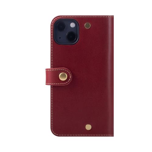 HANATORA iPhone15 ケース 手帳型 本革 スマホケース スマホ スタンド ストラップ 付き イタリアンレザー ギフト マグネットなし レッド PN-15-DarkRed