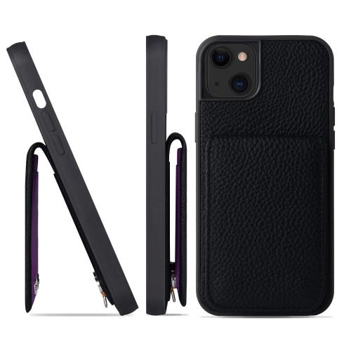 HANATORA iPhone15Plus ケース バンパー型 本革 スマホケース スマホ カードポケット スタンド ショルダーストラップ 付き シュリンクカーフレザー ギフト ブラック SCPG-15Plus-Black 父の日ギフト 父の日 ギフト 誕生日 人気商品 お父さん 服 30代 40代 50代 60代 70代