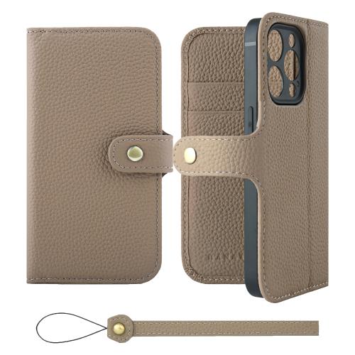 [HANATORA] iPhone13Pro ケース 手帳型 本革 シュリンクカーフレザー スマホケース ベルトあり マグネットなし ブルーグレー : HANATORA iPhone13Pro ケース 手帳型 本革 スマホケース