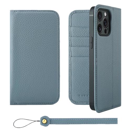HANATORA iPhone15ProMax ケース 手帳型 本革 スマホケース スマホ スタンド ストラップ 付き シュリンクカーフレザー ギフト ベルトなし マグネットなし ブルーグレー H0XA-15ProMax-BlueGray 父の日ギフト 父の日 ギフト 誕生日 人気商品 お父さん 服 30代 40代 50代 60代 7