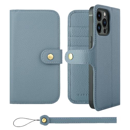 HANATORA iPhone14ProMax ケース 手帳型 本革 スマホケース スマホ スタンド ストラップ 付き シュリンクカーフレザー ギフト ベルトあり マグネットなし ブルーグレー H0XB-14ProMax-BlueGray 父の日ギフト 父の日 ギフト 誕生日 人気商品 お父さん 服 30代 40代 50代 60代 7