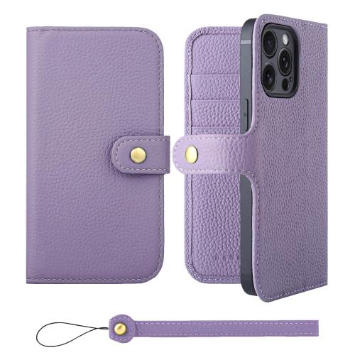 HANATORA iPhone15ProMax ケース 手帳型 本革 スマホケース スマホ スタンド ストラップ 付き シュリンクカーフレザー ギフト ベルトあり マグネットなし パープル H0XB-15ProMax-Purple 父の日ギフト 父の日 ギフト 誕生日 人気商品 お父さん 服 30代 40代 50代 60代 70代