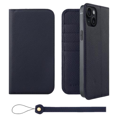 HANATORA iPhone15Plus ケース 手帳型 本革 スマホケース スマホ スタンド ストラップ 付き シュリンクカーフレザー ギフト ベルトなし マグネットなし ネイビー H0XA-15Plus-Navy 父の日ギフト 父の日 ギフト 誕生日 人気商品 お父さん 服 30代 40代 50代 60代 70代 8,604円