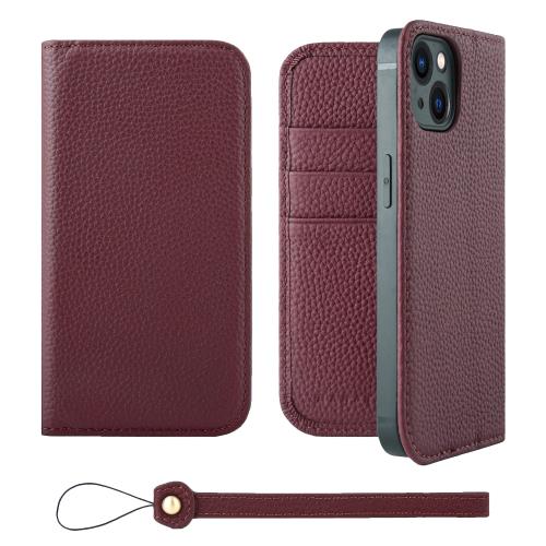 HANATORA] iPhone13mini ケース 手帳型 本革 シュリンクカーフレザー