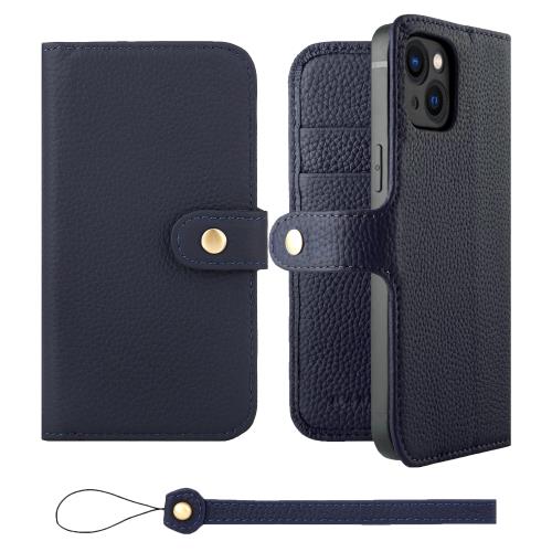 HANATORA iPhone13 ケース 手帳型 本革 スマホケース スマホ スタンド ストラップ 付き シュリンクカーフレザー ギフト ベルトあり マグネットなし ネイビー H0XB-13-Navy 父の日ギフト 父の日 ギフト 誕生日 人気商品 お父さん 服 30代 40代 50代 60代 70代