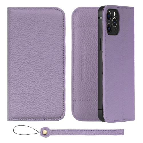 HANATORA iPhone12ProMax ケース 手帳型 本革 スマホケース スマホ スタンド ストラップ 付き シュリンクカーフレザー ギフト ベルトなし マグネットなし パープル H1SPA-12ProMax-Purple 父の日ギフト 父の日 ギフト 誕生日 人気商品 お父さん 服 30代 40代 50代 60代 70代