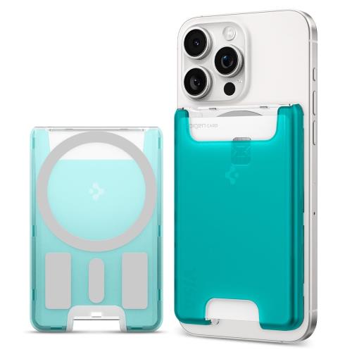 [Spigen] MagSafe対応 カードケース 最大 3 枚 iMacデザイン マグネット搭載 iPhone 15, iPhone 14, iPhone 13, iPhone 12 対応 マグネット スマホ カードケース マグネット付着 交通系 ICカード クラシック・C1 AFA07397 (ボンダイ・ブルー)
