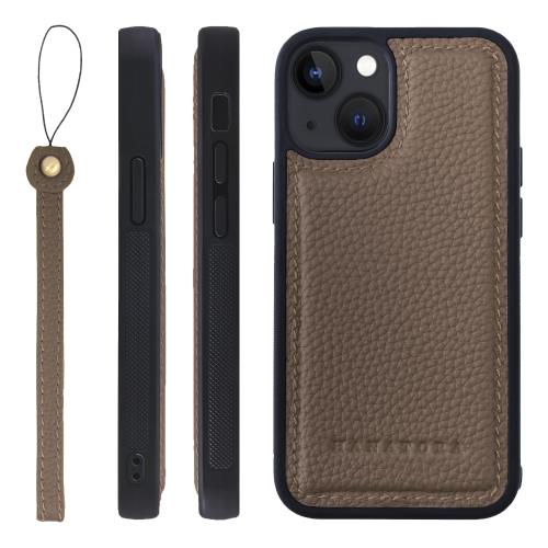 HANATORA iPhone13mini ケース 本革 耐衝撃 バンパー型 スマホケース スマホ ストラップ 付き シュリンクレザー ギフト トープ SPGGZ-13mini-Taupe