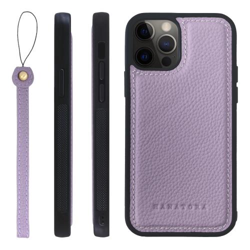 HANATORA iPhone12 12Pro ケース 本革 耐衝撃 バンパー型 スマホケース スマホ ストラップ 付き シュリンクレザー ギフト パープル SPGGZ-12Pro-Purple