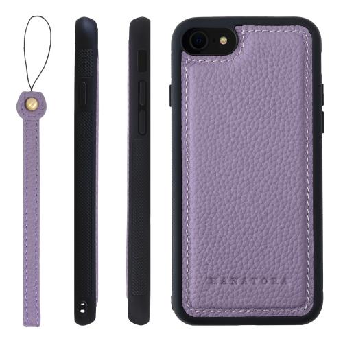 HANATORA iPhone8 7 SE3 SE2 (第3世代 第2世代) ケース 本革 耐衝撃 バンパー型 スマホケース スマホ ストラップ 付き シュリンクレザー ギフト パープル SPGGZ-8SE-Purple