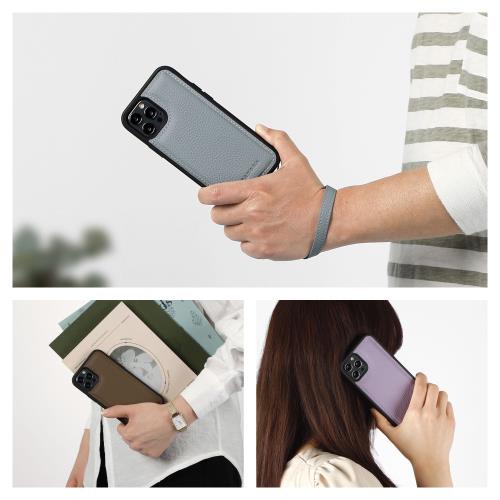 HANATORA iPhone13ProMax ケース 本革 耐衝撃 バンパー型 スマホケース スマホ ストラップ 付き シュリンクレザー ギフト グレージュ SPGGZ-13ProMax-Grege