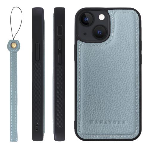 HANATORA iPhone13mini ケース 本革 耐衝撃 バンパー型 スマホケース スマホ ストラップ 付き シュリンクレザー ギフト ブルーグレー SPGGZ-13mini-BlueGray