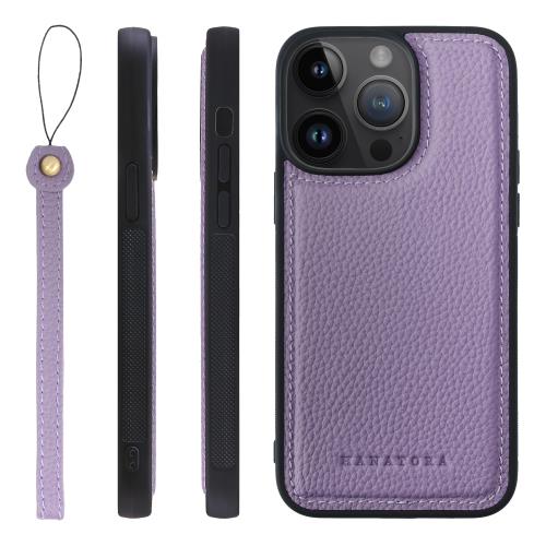 HANATORA iPhone14ProMax ケース 本革 耐衝撃 バンパー型 スマホケース スマホ ストラップ 付き シュリンクレザー ギフト パープル SPGGZ-14ProMax-Purple