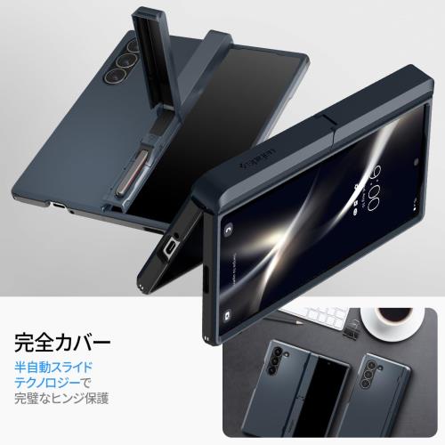 Spigen Galaxy Z Fold 6 ケース スタンド付き 強力保護 ヒンジ保護 背面保護 全面保護 耐衝撃 ワイヤレス充電対応 タフ・アーマー・プロ P ACS08287 (メタル・スレート)