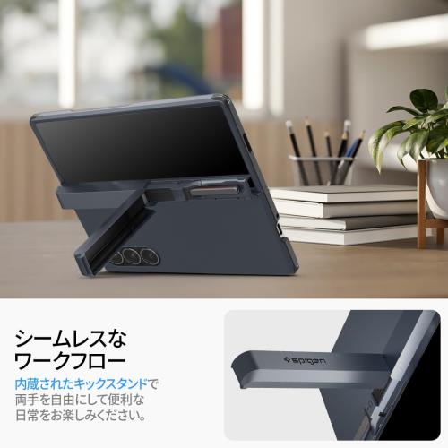 Spigen Galaxy Z Fold 6 ケース スタンド付き 強力保護 ヒンジ保護 背面保護 全面保護 耐衝撃 ワイヤレス充電対応 タフ・アーマー・プロ P ACS08287 (メタル・スレート)