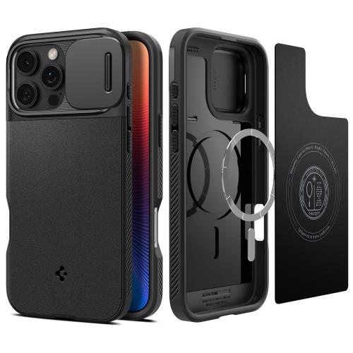 Spigen 創業18年の技術力iPhone 16 Pro Max ケース MagSafe対応 カメラカバー レンズ保護 マグネット搭載 マット 耐衝撃 米軍MIL規格 オプティック・アーマー・マグフィット ACS08015 (ブラック)