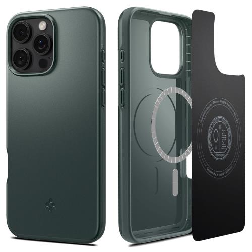 Spigen iPhone 16 Pro ケース MagSafe対応 マグネット搭載 米軍MIL規格 マット 薄型 シン・フィット・マグフィット ACS08109 (アビス・グリーン)