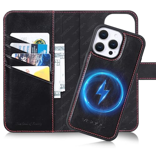 VISOUL iPhone16 ProMax 対応ケース 手帳型 本革 2in1分離式 スマホケース レザーケース 手帳型ケース アイフォン16 プロマックス ケース カード収納 携帯ケース 全面保護 マグネット マグネット内蔵 6.9インチ対応 2Way アイホン16ProMax ブラック