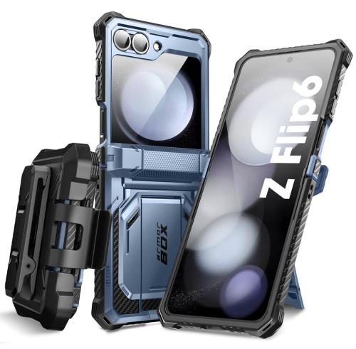 i-Blason Galaxy Z Flip 6 5G (2024) ケース SC-54E 保護カバー 米軍MIL規格取得 保護フィルム付き ヒンジ保護 耐衝撃 内蔵スタンド付き ベルトクリップ付属 分離式 着脱簡単Samsung Z Flip 6/ Flip 5対応 Armorbox シリーズ