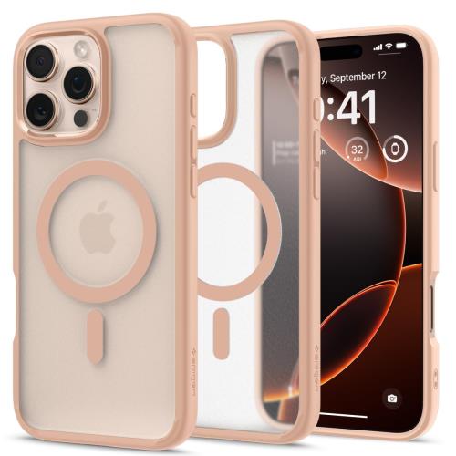 Spigen iPhone 16 Pro Max ケース MagSafe対応 半透明 クリア ストラップホール 米軍MIL規格 ウルトラ・ハイブリッド・マグフィット ACS08689 (フロスト・ローズ・チタニウム)