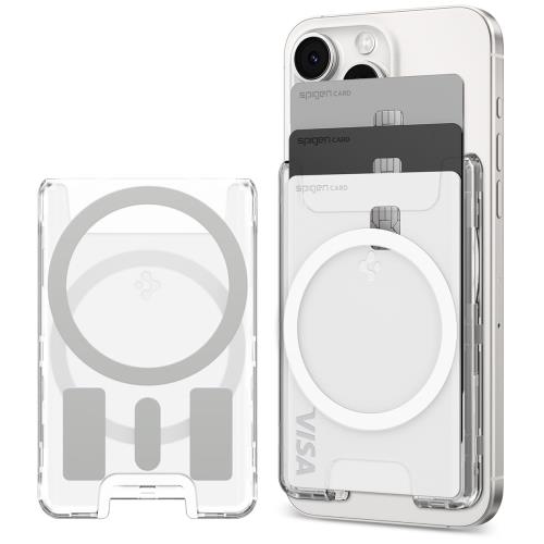 Spigen MagSafe対応カードケース 両面マグネットでスマートな活用 iPhone 16/15/14/13/12シリーズ対応 クリア 透明カードケース 強力な磁力 ウルトラ・ハイブリッド・マグフィット＋ AFA08888（クリスタルクリア）